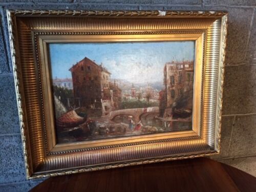 Pintura al óleo sobre madera "Pueblo Francés" de Guichara Joseph Bonoit_car 1113